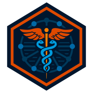 A medical shield showing the Cadaceus.
