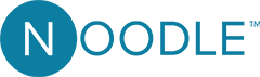 A capital "N" cutout within a teal circle, with the letters "OODLE" in teal to the right to make the word "NOODLE".