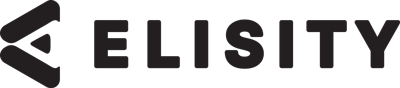 "Elisity" logo formed of uppercase letters "ELISITY" and an icon to the left. The icon is a black, stylized triangular emblem made of three rounded bars forming a right-pointing shape with a hollow triangular center, suggesting motion, focus, or forward direction.